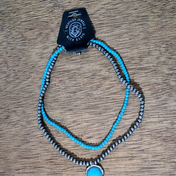 Turquoise and Silver Beaded Necklace - Picture 4 of 4
